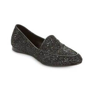 Donald J. Pliner Denny Glitter Loafers Size 6M Slip On Flat Shoes Black Leather